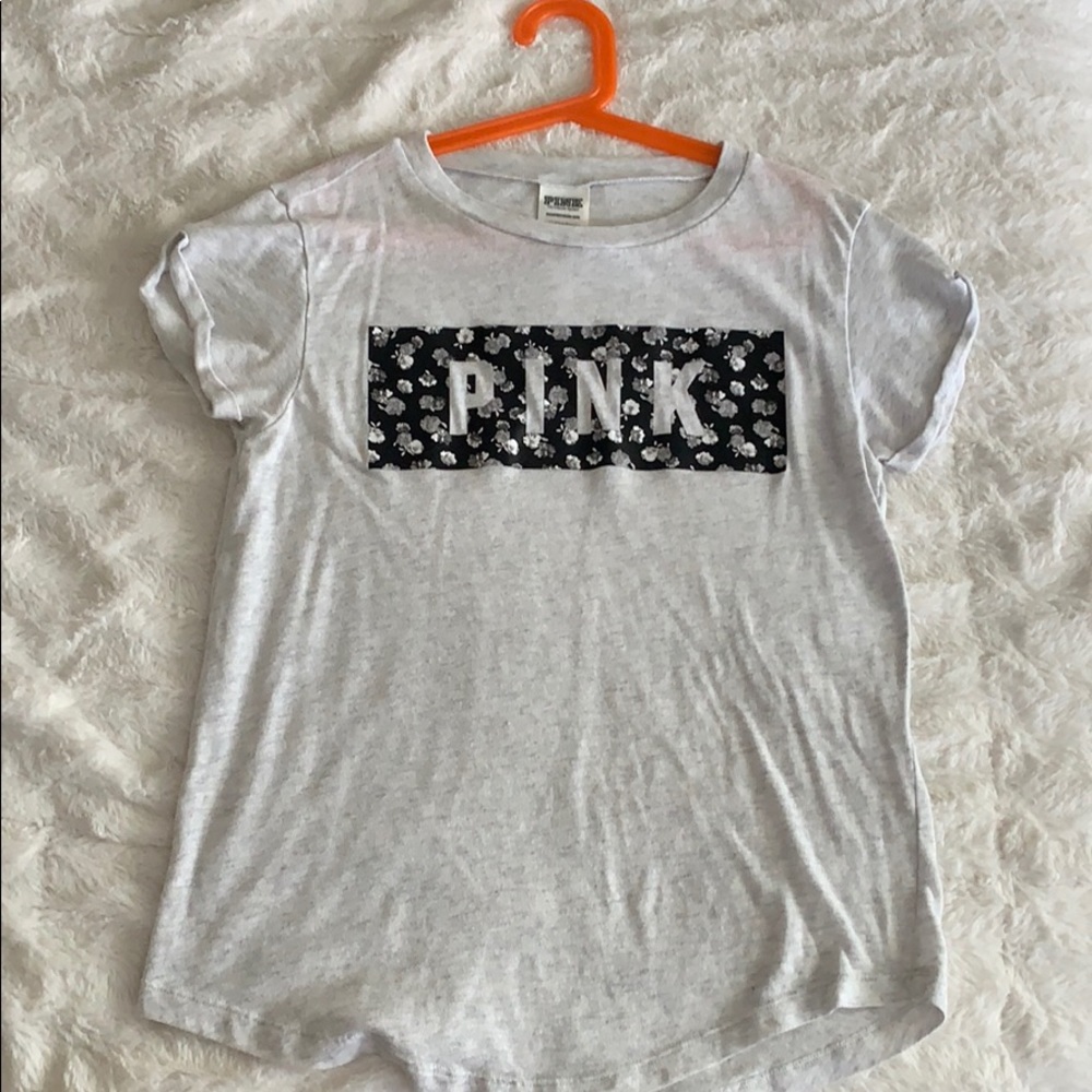 “PINK” light grey tee